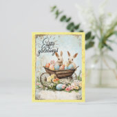 paasgroeten konijnenei briefkaart (Staand voorkant)