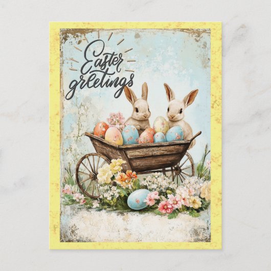 paasgroeten konijnenei briefkaart (Voorkant)