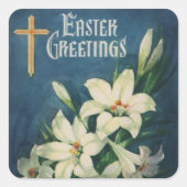  paasgroeten, Lily Flowers Vierkante Sticker (Voorkant)