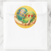  paasgroeten met eieren ronde sticker (Tas)