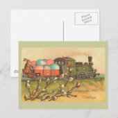 Paasgroeten met eiertreinen  feestdagenkaart (Voorkant / Achterkant)