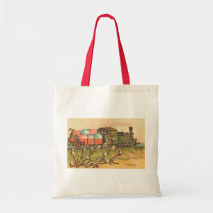 Paasgroeten met eiertreinen  tote bag
