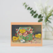 Paasgroeten Schattigee kuikens Bloemen Briefkaart (Staand voorkant)