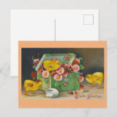 Paasgroeten Schattigee kuikens Bloemen Briefkaart (Voorkant / Achterkant)