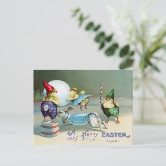  paasgroeten zwaaien Circus Briefkaart (Staand voorkant)