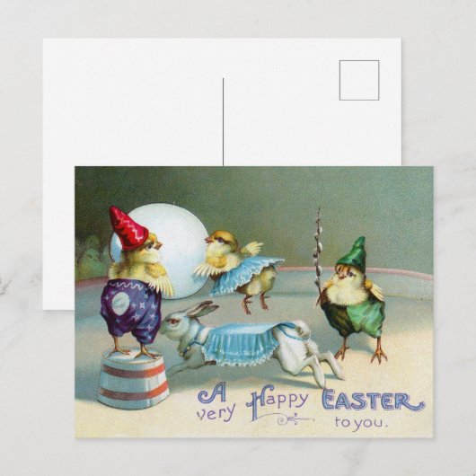  paasgroeten zwaaien Circus Briefkaart (Voorkant / Achterkant)