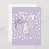 Paasgroetings Cute Bunny Rabbit Paars Briefkaart (Voorkant / Achterkant)