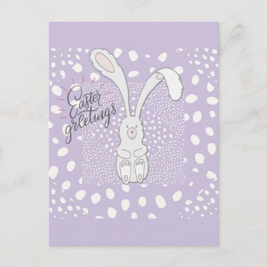 Paasgroetings Cute Bunny Rabbit Paars Briefkaart (Voorkant)