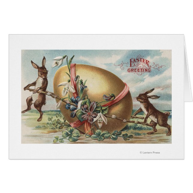 PaasgroetingsKonijnen door een gedecorbeerde eiere (Voorkant Horizontaal)