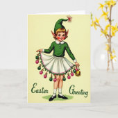 Paasgroetkaart met elfenfiguur kaart (Gele Bloem)