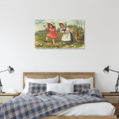 PaasgroetKleine meisjes die eieren houden Canvas Afdruk (Insitu (Slaapkamer))