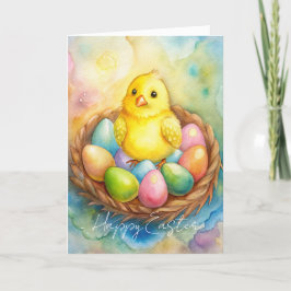 Paashaantje in een nest met eieren Illustratie Feestdagen Kaart