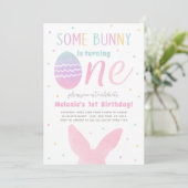 Paashaas 1e Verjaardagsfeestuitnodiging Kaart (Staand voorkant)