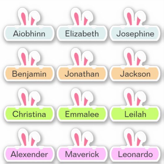 Paashaas Aangepaste Meerdere Naam Stickers (Voorkant)