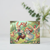 Paashaas avonturen - De Grote Kip Chase! Feestdagenkaart (Staand voorkant)