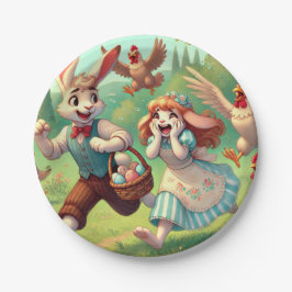 Paashaas avonturen - grillige lente papieren bordje