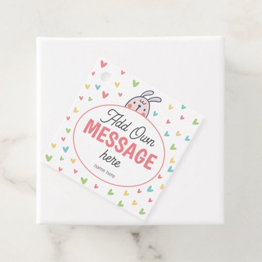 Paashaas Baby shower - mooi kleurrijk hart Bedankjes Labels (In situ)