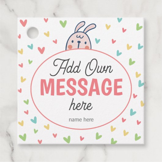 Paashaas Baby shower - mooi kleurrijk hart Bedankjes Labels (Voorkant)