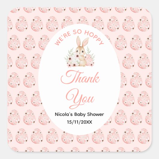 Paashaas Baby Shower Vierkante Sticker (Voorkant)