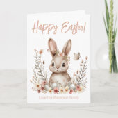 Paashaas Beige Bloemen Vakantie Kaart (Voorkant)
