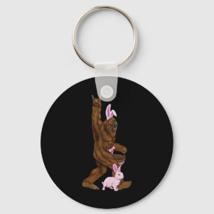 Paashaas Bigfoot Bunny in een bysket is leuk voor Sleutelhanger