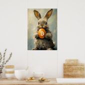 Paashaas Bitcoin konijnenhol Poster (Keuken)