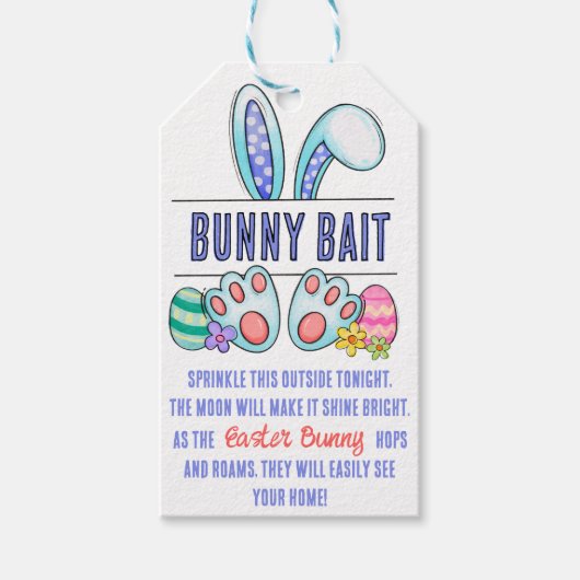 Paashaas blauw cadeaulabel (Voorkant)