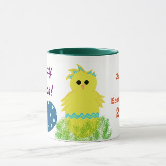 Paashaas Blauw Groen Kuiken Eieren Keepsake Mok (Midden)