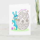 Paashaas Blauw Konijn en Ei Kleurplaat Kaart (Voorkant)