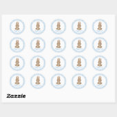 Paashaas Blauw Waterverf Gingham Ronde Sticker (Vel)