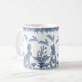 Paashaas blauw wit konijn leuk patroon Delft Koffiemok (Voorkant links)