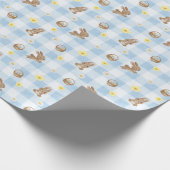 Paashaas Blauwe Gingham Inpakpapier (Hoek)