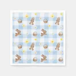 Paashaas Blauwe Gingham Servet