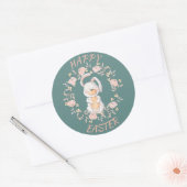 Paashaas Blauwgroen krans Ronde Sticker (Envelop)