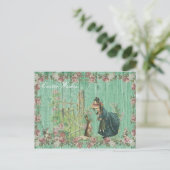 paashaas bloem feestdagenkaart (Staand voorkant)