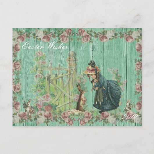 paashaas bloem feestdagenkaart (Voorkant)