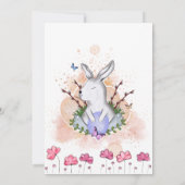 Paashaas, Bloemen Brunch Ei Hunt Uitnodiging (Achterkant)