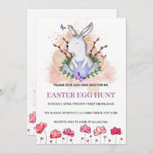 Paashaas, Bloemen Brunch Ei Hunt Uitnodiging (Voorkant / Achterkant)