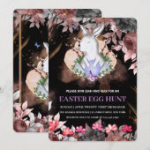 Paashaas, Bloemen Brunch Ei Hunt Uitnodiging (Voorkant / Achterkant)
