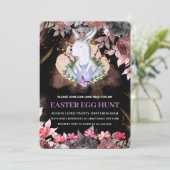Paashaas, Bloemen Brunch Ei Hunt Uitnodiging (Staand voorkant)