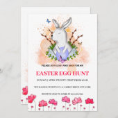 Paashaas, Bloemen Brunch Ei Hunt Uitnodiging (Voorkant / Achterkant)