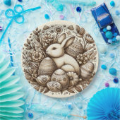 Paashaas Bloemen & Eieren 1e Verjaardag Papieren Bordje (Feest)