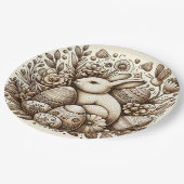 Paashaas Bloemen & Eieren 1e Verjaardag Papieren Bordje (Gekanteld)