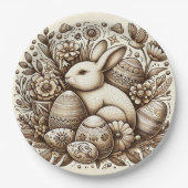  Paashaas Bloemen & Eieren 1e Verjaardag Papieren Bordje (Voorkant)