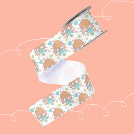 Paashaas Bloemen en Hartjes Witte Lint