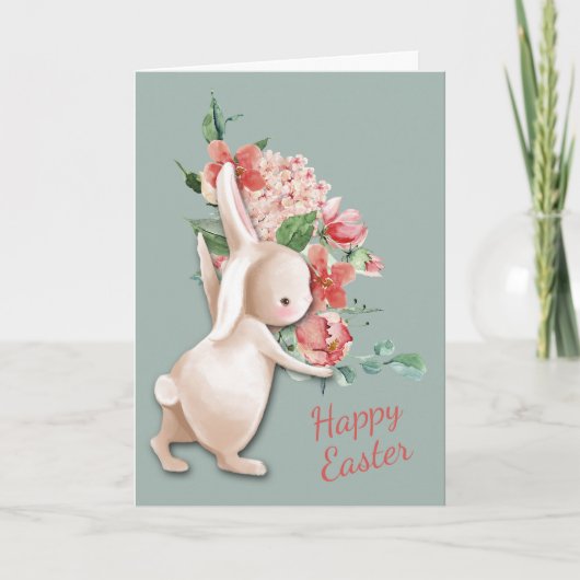 Paashaas Bloemen Kaart (Voorkant)