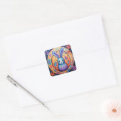 Paashaas Bloemen Schattige Lente Vierkante Sticker (Envelop)