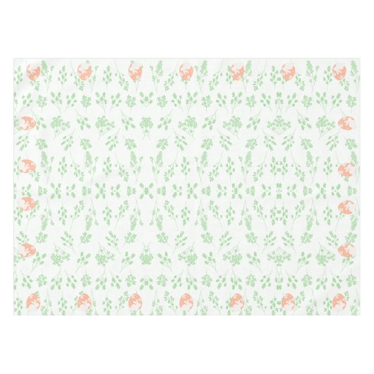 Paashaas Bloemen Tafelkleed - Wit & Groen (Voorkant (Horizontaal))