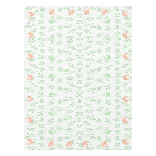 Paashaas Bloemen Tafelkleed - Wit & Groen (Voorkant)