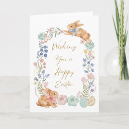 Paashaas Bloemenaquarel Feestdagen Kaart